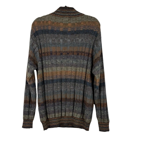 Novica Peruvian Alpaca Striped 1/4 Zip Pullover Sweater L Classic Academia Cozy - Picture 6 of 12